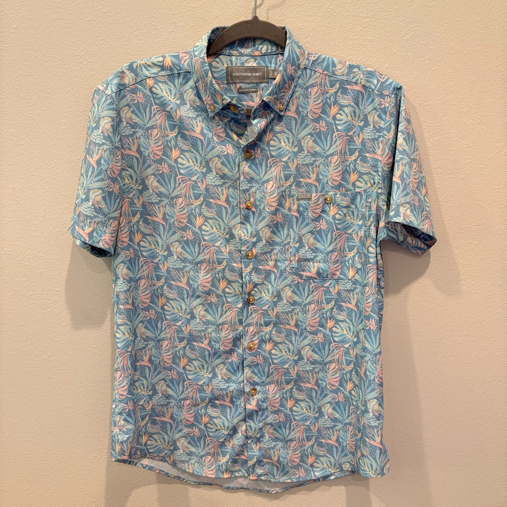 The Southern Shirt Company Men’s Blue Tropical Button-Up Shirt Small
